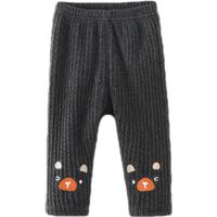 巴厘小猪女宝宝打底裤加绒秋冬款儿童保暖裤长裤婴儿外穿单裤 深花灰 66 cm