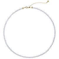 meluxe美奈 18K金淡水小米珠珍珠项链圆形锁骨链  【圆形-微瑕】4-4.5mm，水滴尾链