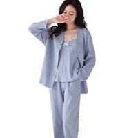 【防凸点三件套】女士家居服女带胸垫出门不尴尬可外穿女士睡衣女