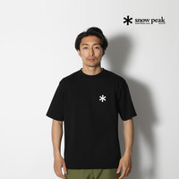 snow peak 雪峰春夏BackPrinted LogoT恤男女款夏季户外休闲宽松短袖上衣 黑色 M