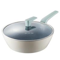 炊大皇 炒锅不粘锅 麦饭石色平底多用煎炒锅28cm 磁炉通用倾城QCM28WO