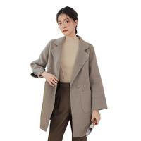 【慵懒风】春季双面呢女式大衣女式翻领休闲外套小个子中长款上衣