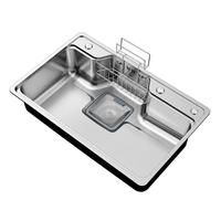 ARROW箭牌304不锈钢水槽 日式大口径单槽厨房洗菜盆台上盆大单槽 65*48聚宝盆集渣单槽