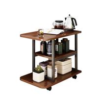 分界线 边桌茶几小户型沙发边几可移动茶桌客厅多功能收纳角几茶水桌 H166C胡桃色+黑架60*30cm