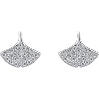 周六福 ZHOU LIU FU（ZLF）S925银饰耳钉女杏叶简约可爱气质银饰耳饰送 耳饰一对