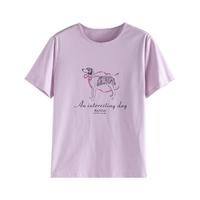 自巧小个子凉感印花T恤2024夏季透气亲肤吸湿排热 雅白色 XXS (1码)