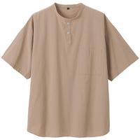 無印良品 MUJI 男式 凉感 亨利领 短袖T恤休闲百搭亨利衫男款打底衫纯棉凉感物语 米色