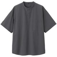 無印良品 MUJI（無印良品 ）男式 凉感 亨利领 短袖T恤休闲百搭亨利衫男款打底衫纯棉凉感物语 深灰色 XL（180/104A）