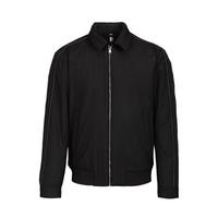 雨果博斯(HUGO BOSS)夹克外套男24秋冬款防风拉链条纹休闲棉服50519955 黑色 XL