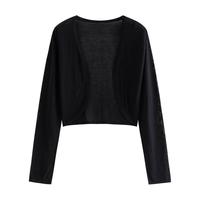 自巧小个子法式开衫空调衫薄款针织衫女2024夏季上衣 谧黑色 S (3码)