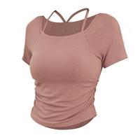 爱暇步专业高端瑜伽服套装女春季性感显瘦普拉提运动套装训练服 A34338RA肉桂粉/一体杯 上衣 L