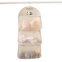 沃尊收纳挂袋袜子内衣内裤衣柜悬挂式家用网兜门后收纳整理置物袋 灰色-【三层熊猫】网纱款40*82cm 1个装：2个透明挂钩