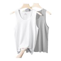 宜而爽【100%纯棉】背心男士罗纹修身打底衫2件装 白色+灰色 3XL/185