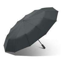 天堂 全自动阳伞三折 12骨加大加固晴雨伞黑胶防晒伞遮阳伞 炭铅灰
