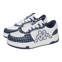 KAPPA卡帕背靠背男鞋厚底复古板鞋男2025春季增高休闲百搭运动鞋子 经典白/月海蓝 单层 36 (225mm)