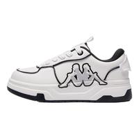KAPPA卡帕背靠背男鞋厚底板鞋男小白鞋百搭休闲鞋透气运动鞋子男 经典白/黑色 42