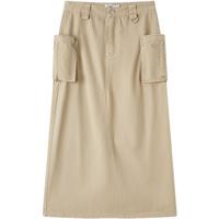 森马 Semir半身裙女开叉直筒长裙盐系酷春季街头酷飒风辣妹工装裙山系 卡其50683 155/62A/S