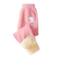 Lavi儿童卫裤冬款加绒中大童冬季羊胎绒长裤男女童长裤童装 羊胎绒长裤-粉-彩虹兔 165