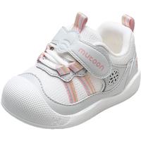 牧童稳护鞋好运莲莲女童学步鞋2025春季软底宝宝鞋防滑婴儿鞋 烟灰粉 15 鞋内长12.0cm