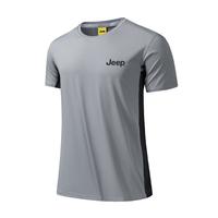 吉普（JEEP）T恤男短袖夏季冰丝透气凉感男士休闲运动潮牌衣服男装 深灰 L 