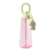 OBALL女神杯女生2024高颜值Tritan塑料女士便携带吸管水杯子 粉色【Tritan材质】 600ml