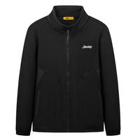 JEEP【双面绒】卫衣男加绒保暖夹克立领绒抓绒衣外套男 黑色 3XL 黑色（尺码偏大）