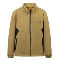 JEEP【双面绒】卫衣男加绒保暖夹克立领绒抓绒衣外套男 琥珀金 2XL  琥珀金（尺码偏大）