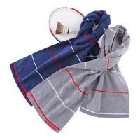 金号 KINGSHORE毛巾 A类纯棉 洗脸面巾毛巾吸水运动毛巾 2条 灰/蓝 120*25cm 【A类】蓝灰2条