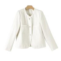 晚白2025春款时尚简约气质上衣百搭淑女小香风外套女 米白色 S