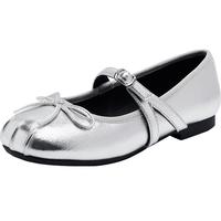 15MINS玛丽珍女鞋夏季蝴蝶结配裙子百搭单鞋 D1455AQ5 银色 38