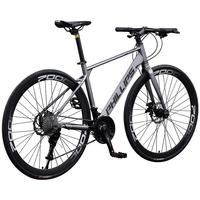 PHILLIPS菲利普自行车公路车700C铝合金弯把成人男女通用变速城市单车 高碳钢-灰色-直把 700C 24速入门版