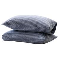 水星家纺枕套全棉枕头套100%纯棉A类针织棉枕头罩一对装双人家用48x74cm 韵·靛蓝