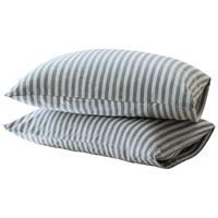 水星家纺枕套全棉枕头套100%纯棉A类针织棉枕头罩一对装双人家用48x74cm 韵·烟蓝