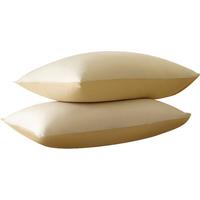 水星家纺枕套全棉枕头套100%纯棉A类枕头罩一对装双人家用48x74cm金 白