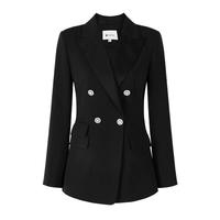 秋水伊人复古港风黑色西装春季时髦修身百搭休闲西服外套 黑色 M