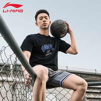 李宁(LI-NING)短袖男2025夏季新款t恤透气反伍系列半袖休闲百搭运动印花上衣 黑色27【反伍】 M