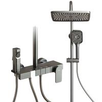 惠达（HUIDA）淋浴花洒全套家用卫生间手持沐浴大顶喷浴室花洒增压套装W01枪灰