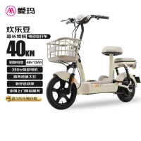 今日必买：爱玛 欢乐豆48V12电动车电动自行车新国标成人可上牌电瓶车 源彩新茶白