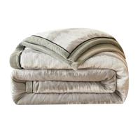 洁丽雅（Grace）双层加厚毛毯冬季保暖法兰绒毯子空调毯沙发盖毯 灰条150*200cm