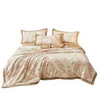 洁丽雅(Grace)双层加厚毛毯冬季保暖法兰绒毯子空调毯沙发盖毯 繁花150*200cm 双层加厚绒毯-繁花 150*200CM