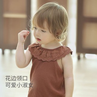 巴厘小猪女宝宝背心套装2025夏季薄款女孩衣服儿童吊带两件套女童夏装 百花源 73