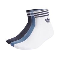 adidas经典舒适三条纹短筒及踝袜子男女阿迪达斯三叶草 白/蓝/暗灰 4346