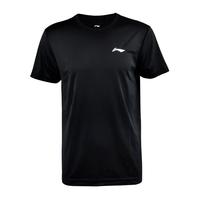 李宁(LI-NING) 运动服吸汗速干舒适透气羽毛球服 黑色 男款T恤 M