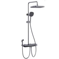 法恩莎枪灰色四功能钢琴键大平台置物喷枪易除垢淋浴花洒套装增压