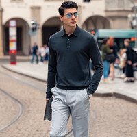 布先生翻领基础纯色羊毛T春秋柔软男羊毛易穿搭清仓 矿石灰 4XL (195)