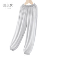 多妙屋女童裤子儿童春夏棉麻运动长裤中大童女孩夏季防蚊阔腿裤童装 高级灰 160cm