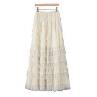 晚白【断码清仓拼手速】夏款少女芭蕾风薄纱裙休闲纯色网纱大摆半身裙