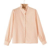 晚白【清仓拼手速】亲肤全棉波点花边立领衬衫女 红色 S