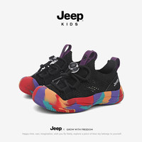 JEEP KIDS2025夏季男女童透网休闲鞋百搭溯溪鞋飞织网面软底透气凉鞋 迷彩黑 36