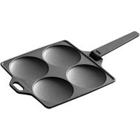 典匠四孔煎锅铸铁平底煎锅厚蛋烧煎锅早餐煎鸡蛋锅无涂层磁炉通用锅具 户外铁柄四孔煎锅 20cm
